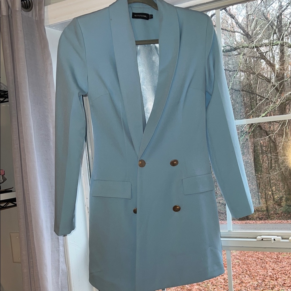 Prettylittlething Light Blue Double-Breasted Blaz… - image 1